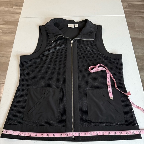 Weekends by Chico’s Mesh Vest Zip Front Casual Black Women’s Sz 10 (Chico’s 1.5) - Picture 7 of 10